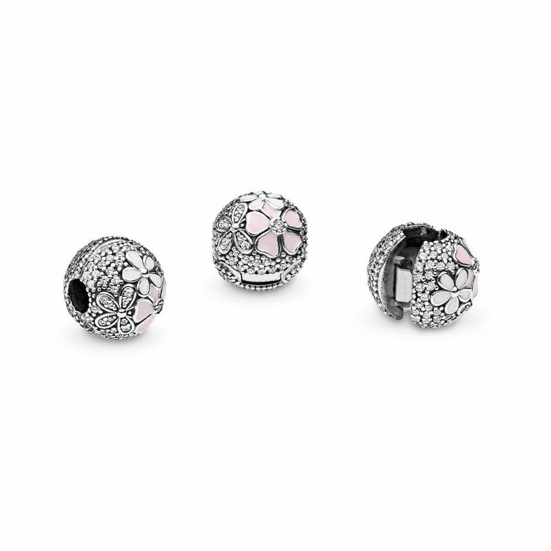 Pandora Poetic Blooms Charm - Sterling Silver/Enamel/Pink/Cubic Zirconia - Canada | VP9841VD